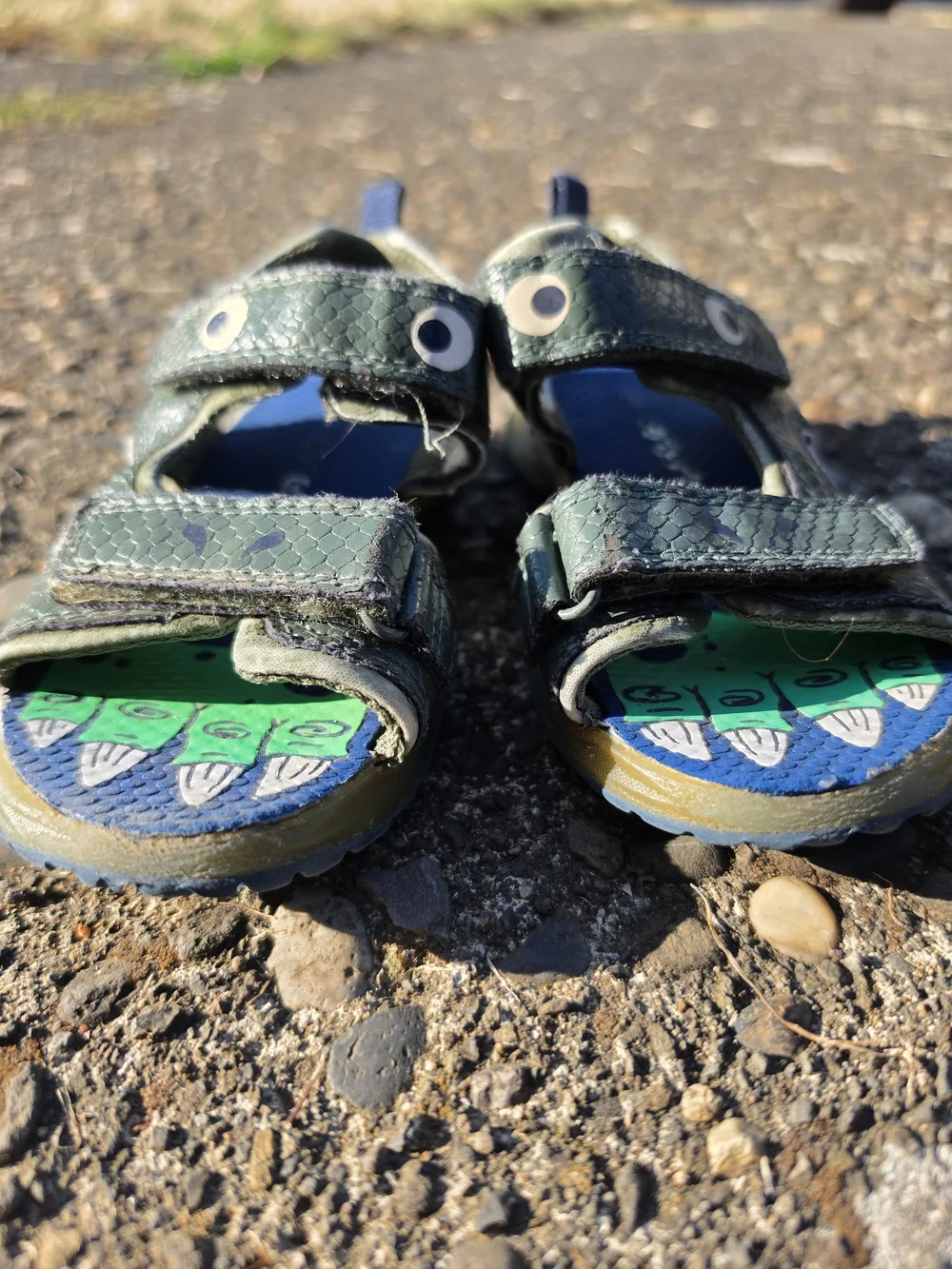 Carter's Green Monster Velcro Sandals with Blue Accents